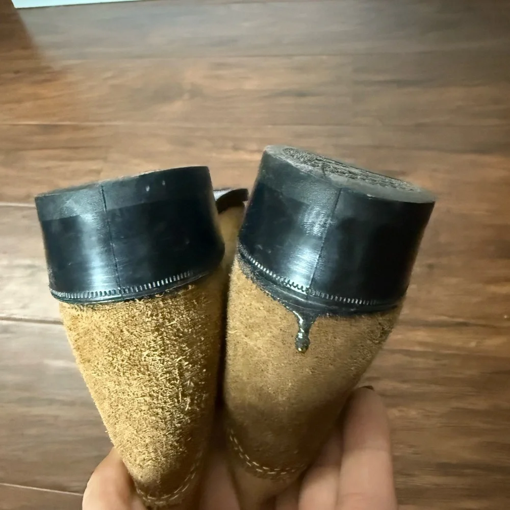 Tan Suede Girls Western Cowboy Boots-Size 3D Like New